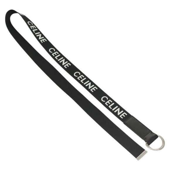 CELINE Double Ring Belt Canvas 45.3"" Black Auth - Picture 9 of 12
